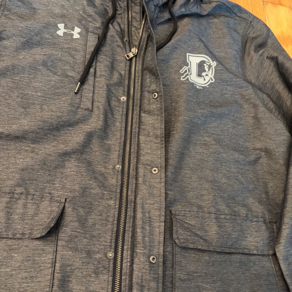 Under Armour Storm1 Durham Bulls Jacket Mens 2XL Gray Hooded Full Zip Rain Coat - Picture 7 of 12